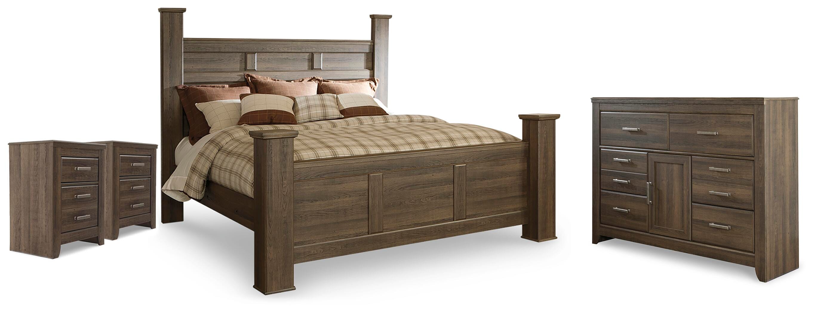 Juararo Poster Bed, Dresser and 2 Nightstands