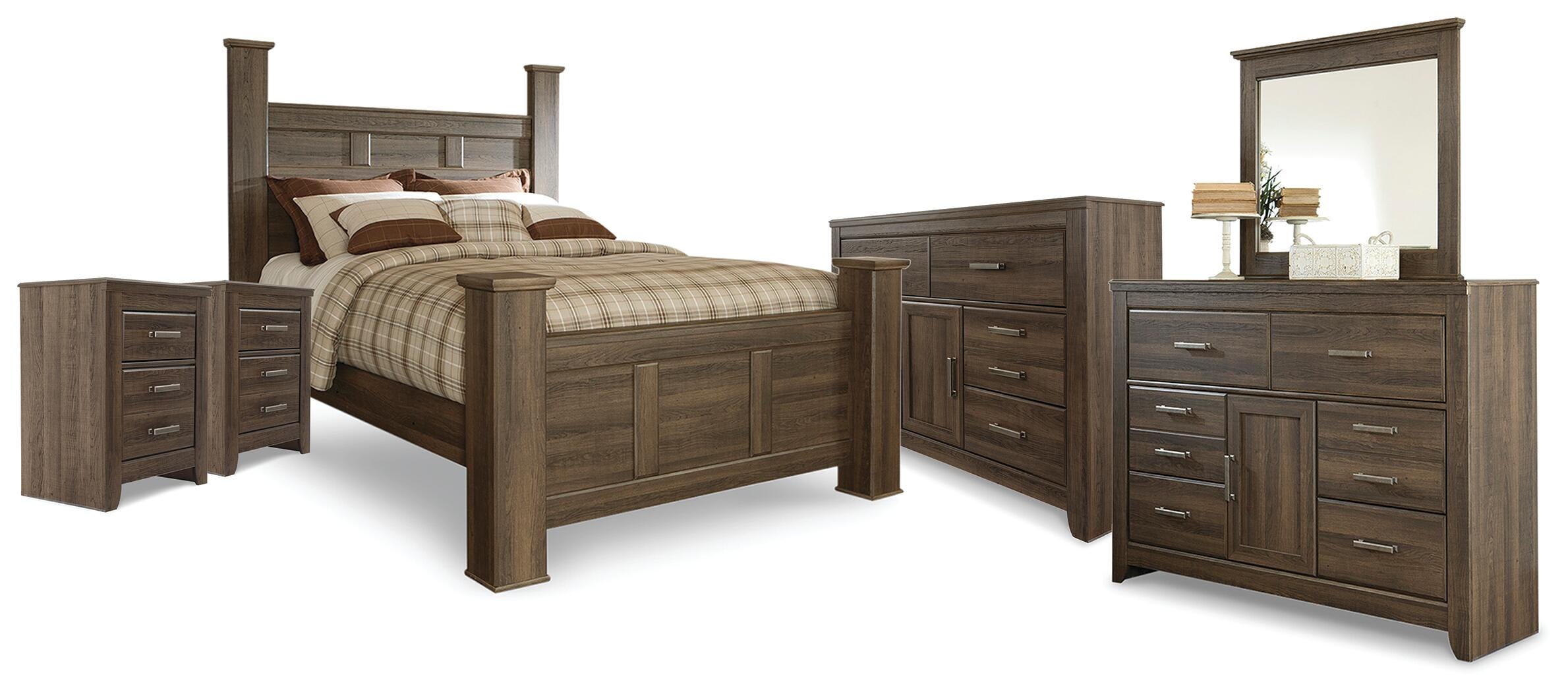 Juararo Poster Bed, 2 Dressers, Mirror and 2 Nightstands