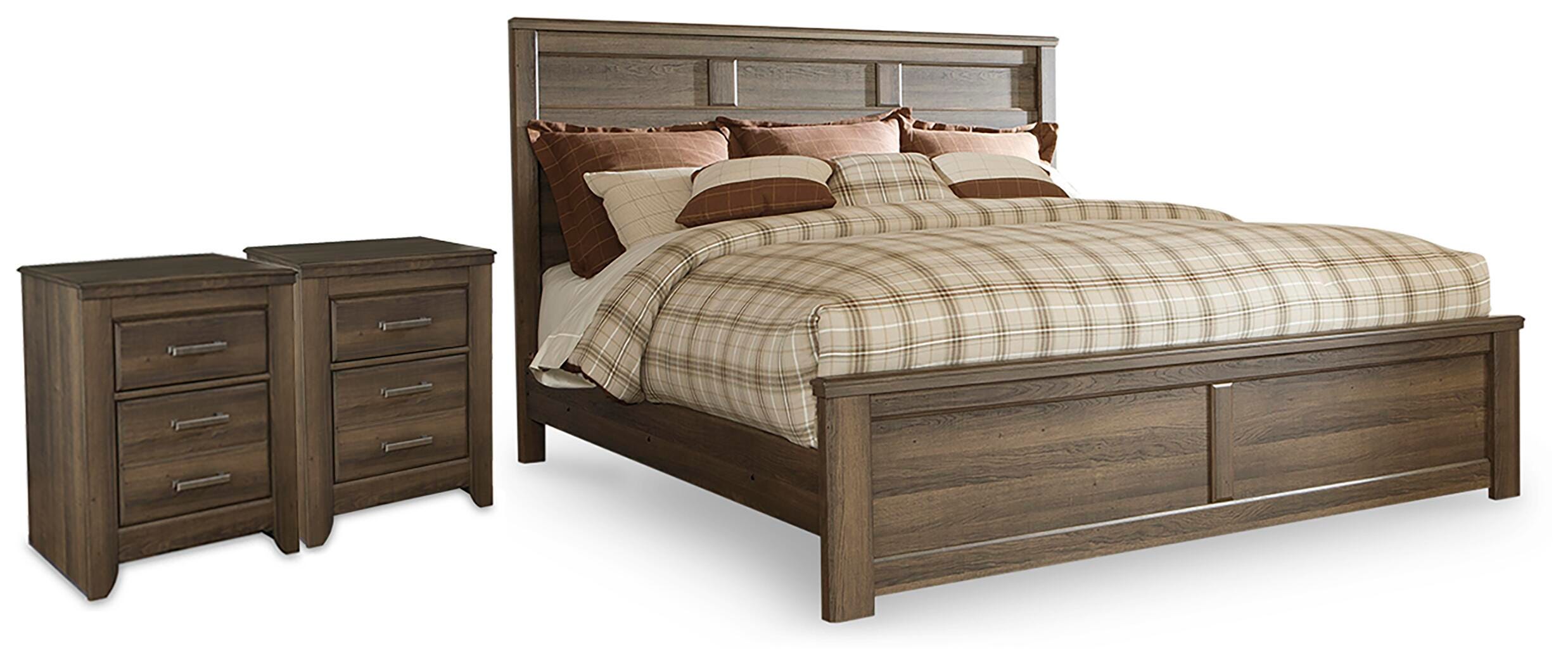 Juararo Panel Bed and 2 Nightstands