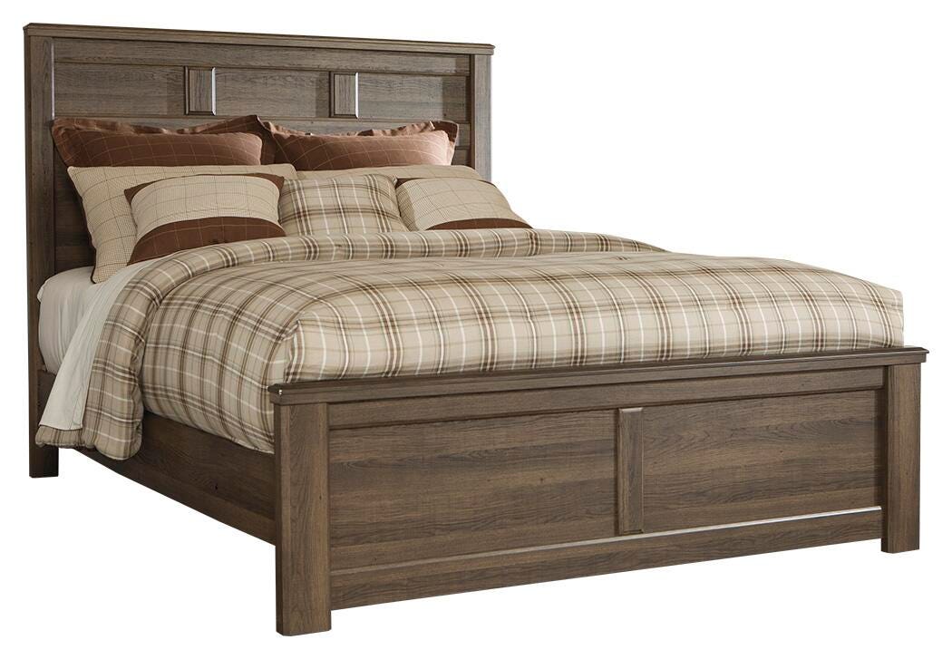 Juararo Panel Bed with Mirrored Dresser and 2 Nightstands