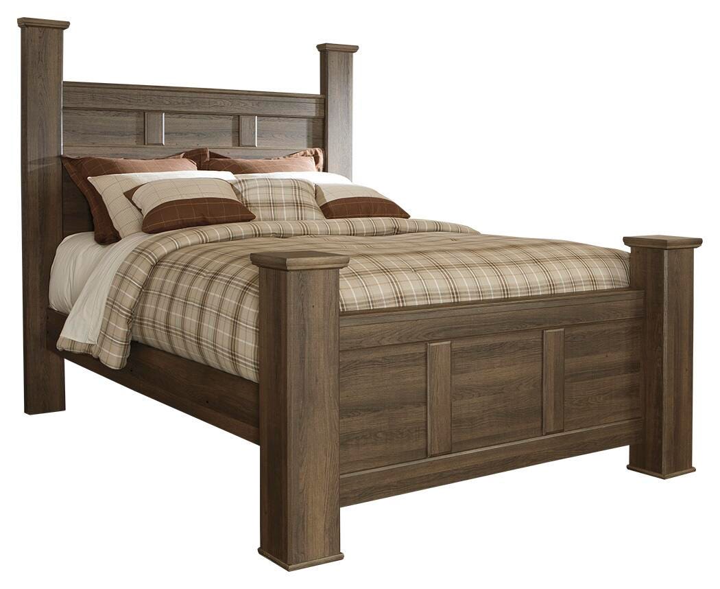 Juararo Poster Bed, Dresser, Mirror, Chest and 2 Nightstands