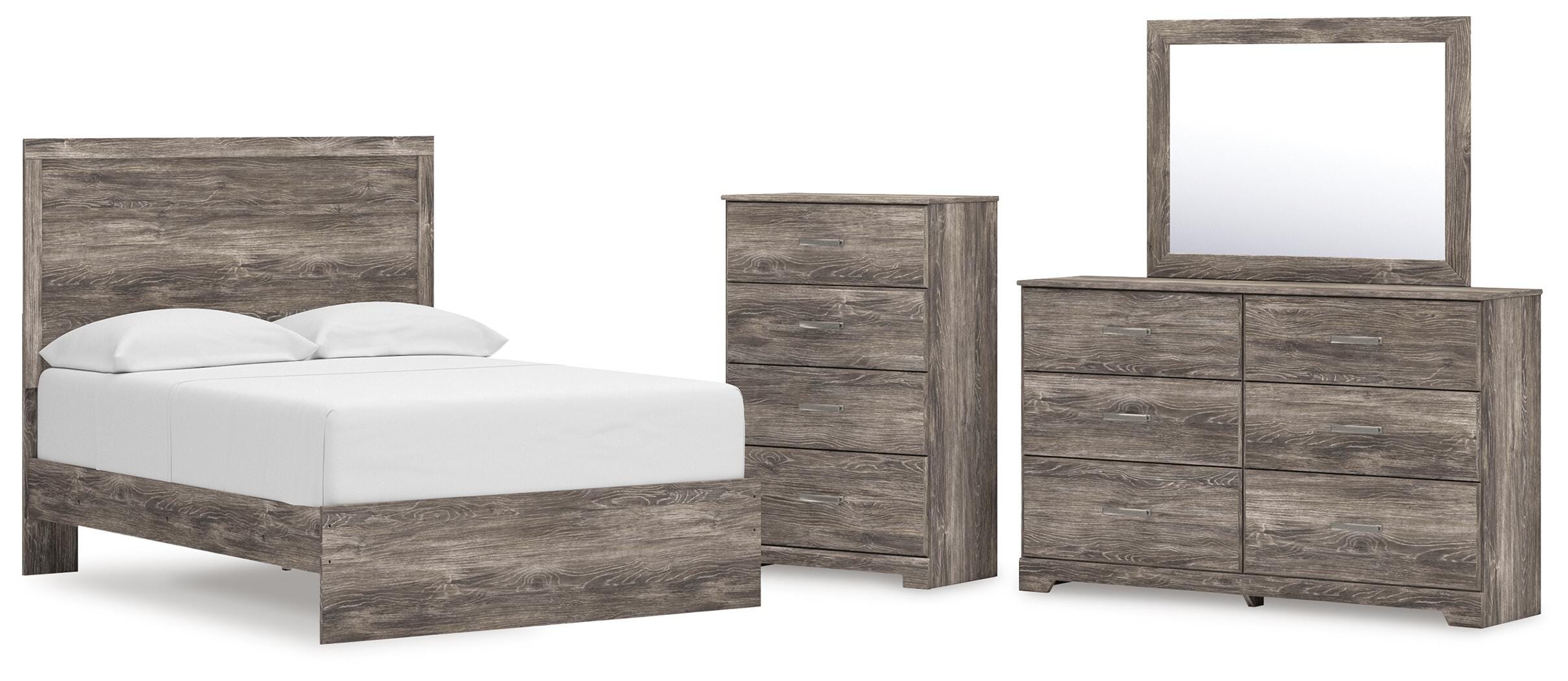 Ralinksi Panel Bed with Mirrored Dresser and Chest