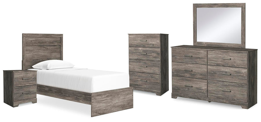 Ralinksi Panel Bed with Mirrored Dresser, Chest and Nightstand