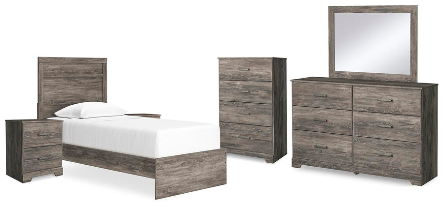 Ralinksi Panel Bed with Mirrored Dresser, Chest and 2 Nightstands