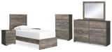 Ralinksi Panel Bed with Mirrored Dresser, Chest and 2 Nightstands