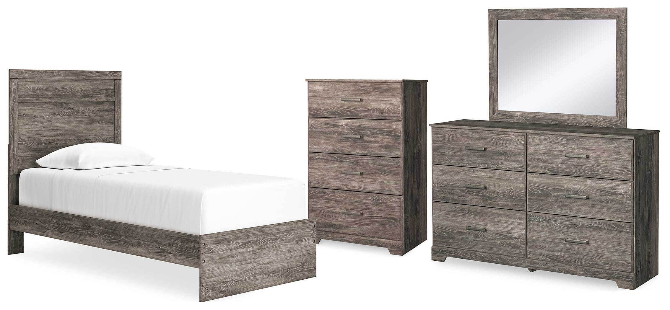 Ralinksi Panel Bed with Mirrored Dresser and Chest