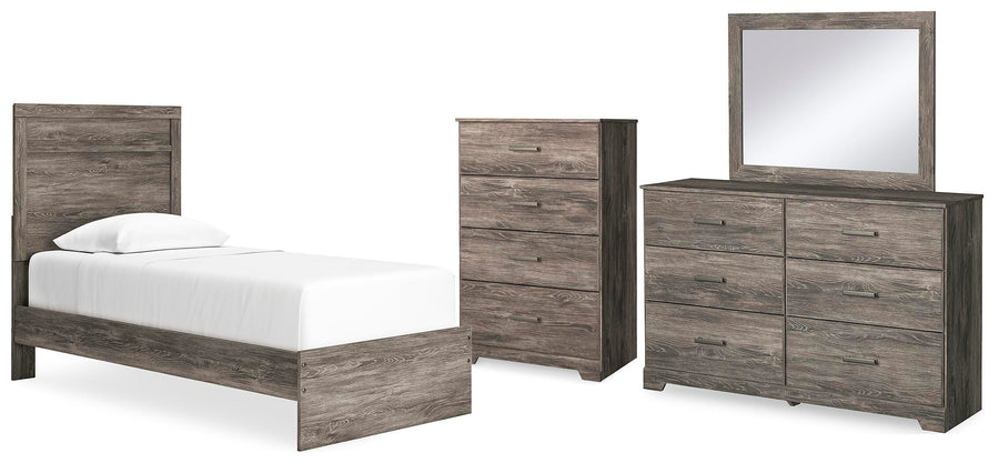 Ralinksi Panel Bed with Mirrored Dresser and Chest