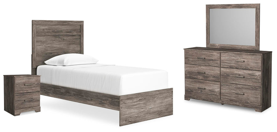 Ralinksi Panel Bed with Mirrored Dresser and Nightstand