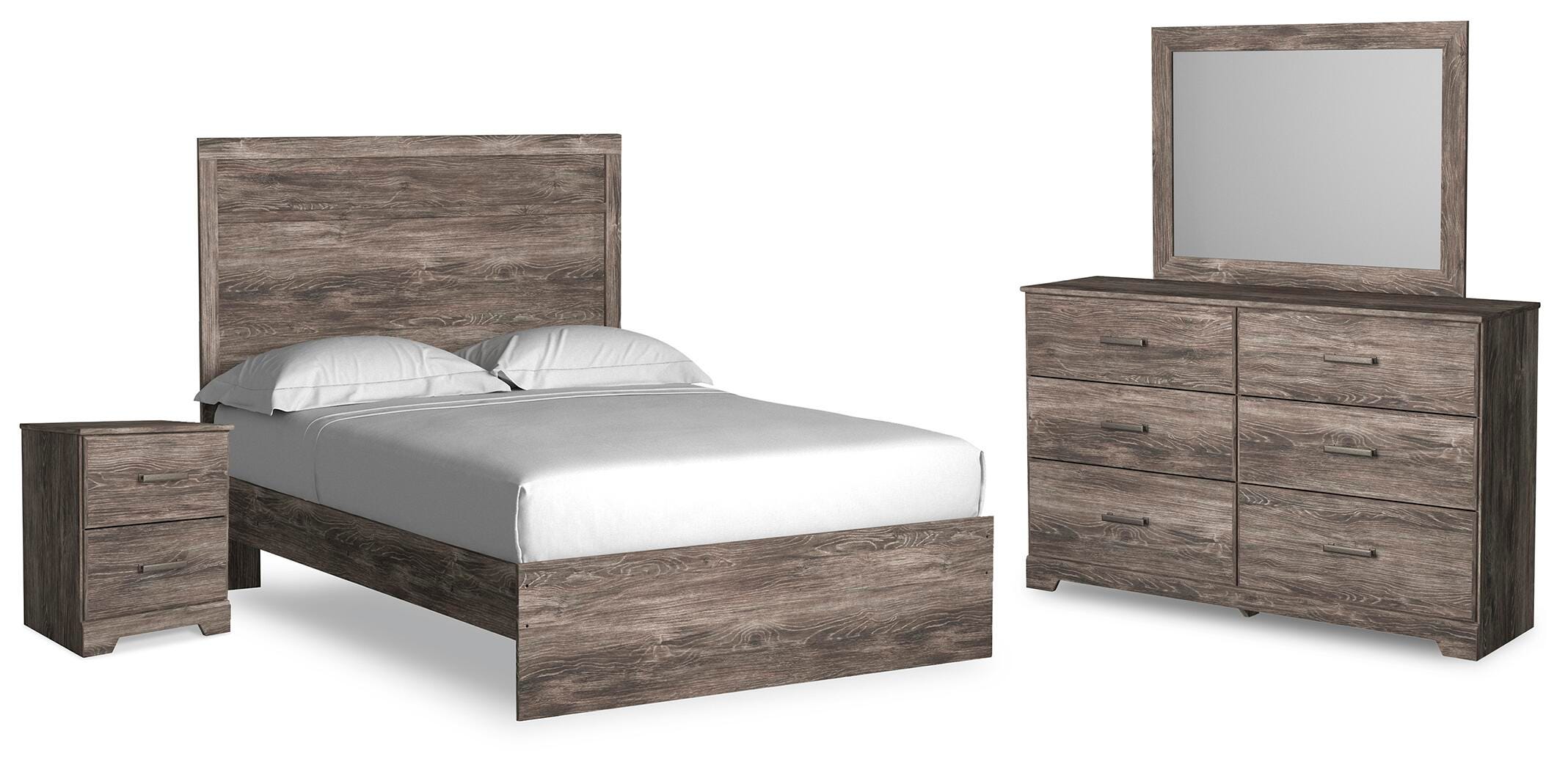 Ralinksi Panel Bed with Mirrored Dresser and Nightstand