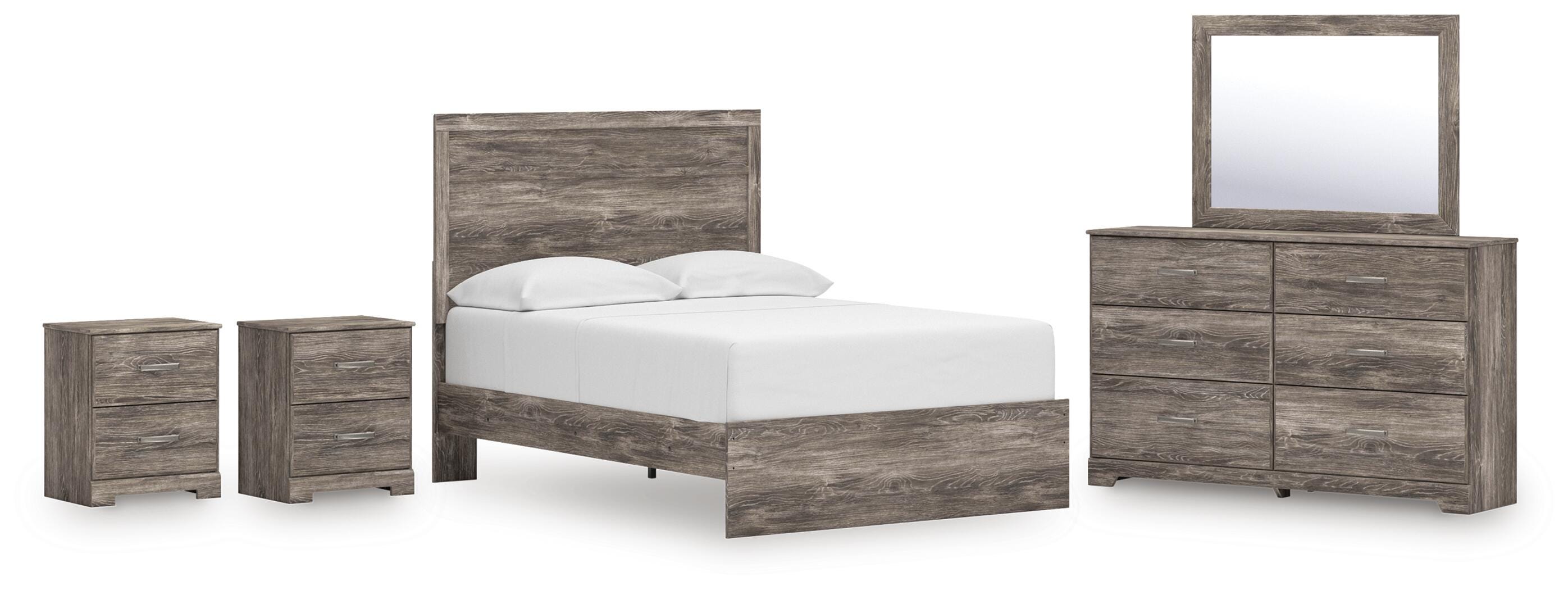 Ralinksi Panel Bed with Mirrored Dresser and 2 Nightstands