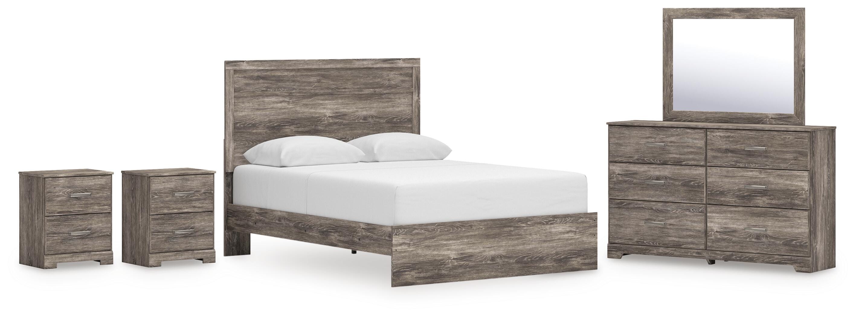 Ralinksi Panel Bed with Mirrored Dresser and 2 Nightstands