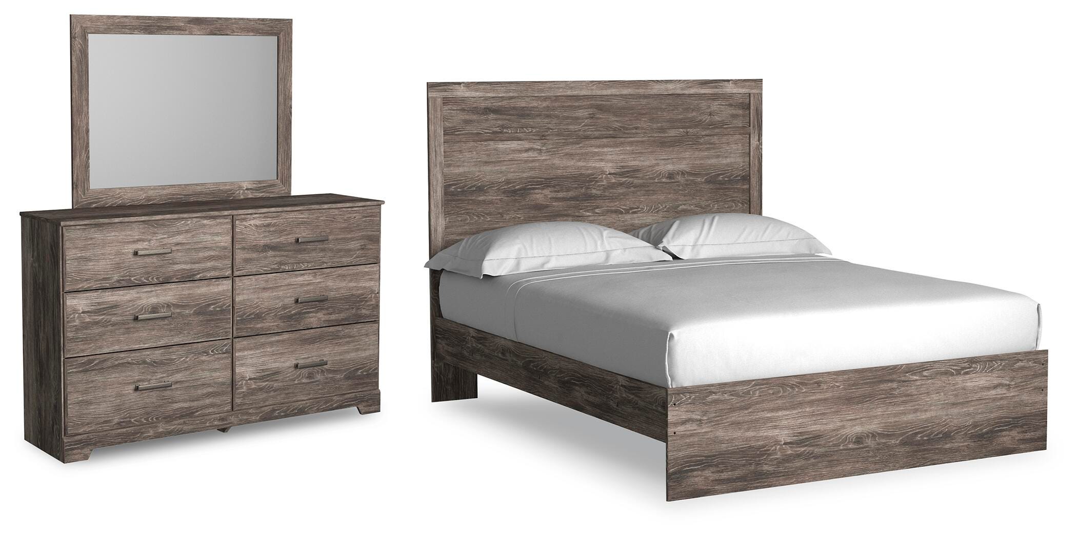 Ralinksi Panel Bed with Mirrored Dresser