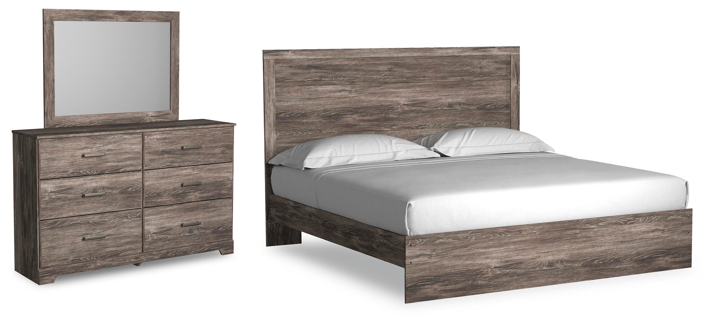 Ralinksi Panel Bed with Mirrored Dresser