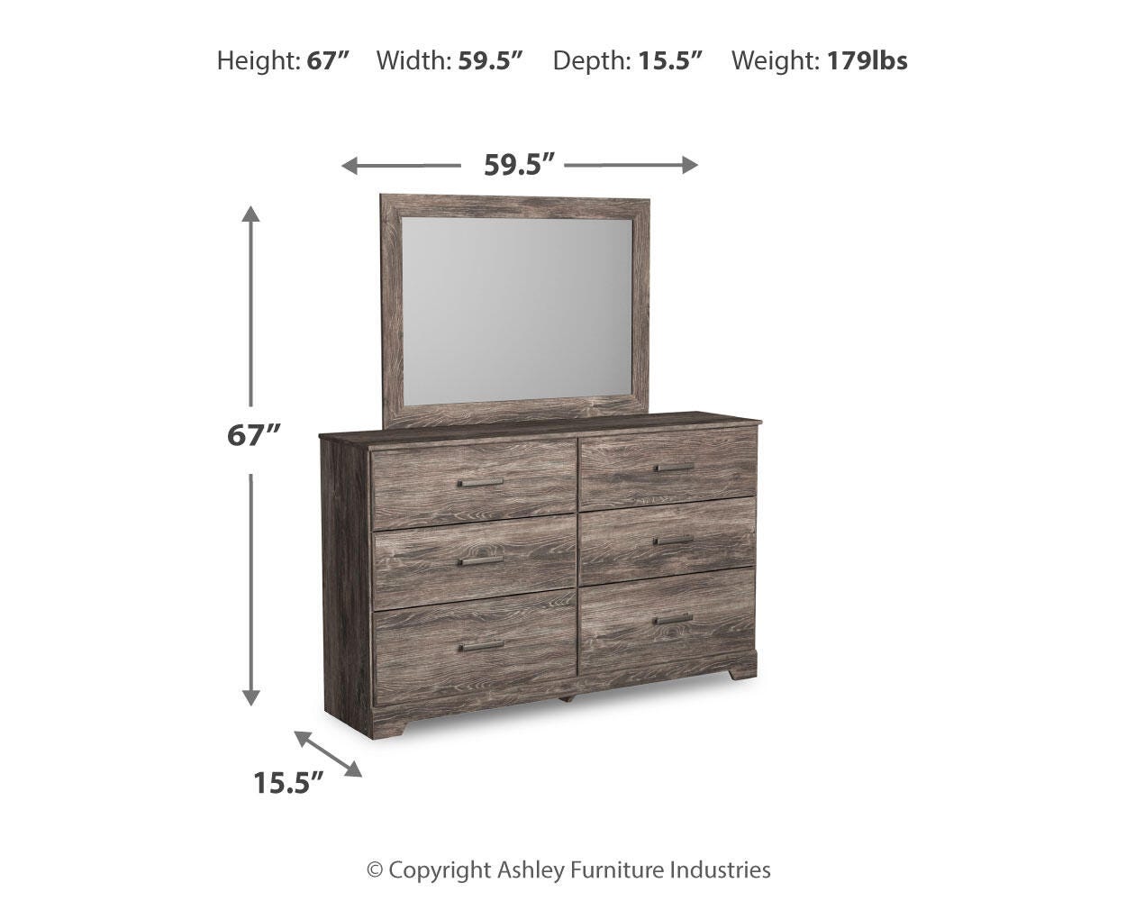Ralinksi Panel Bed with Mirrored Dresser
