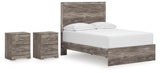 Ralinksi Panel Bed and 2 Nightstands