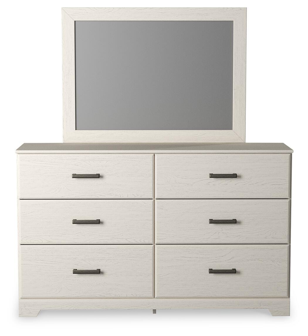 Stelsie Panel Bed with Mirrored Dresser, Chest and 2 Nightstands