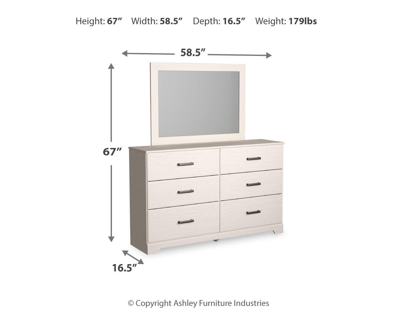 Stelsie Panel Bed with Mirrored Dresser