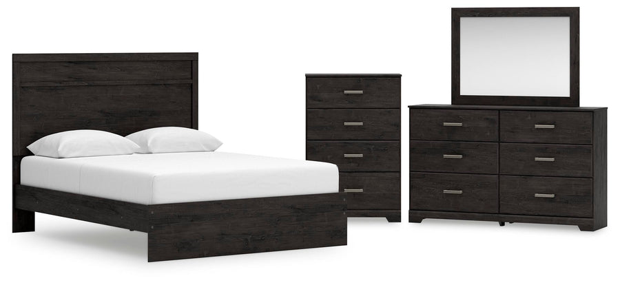 Rosendale Panel Bed with Mirrored Dresser and Chest