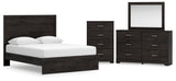 Rosendale Panel Bed with Mirrored Dresser and Chest