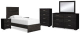 Belachime Panel Bed with Mirrored Dresser, Chest and 2 Nightstands