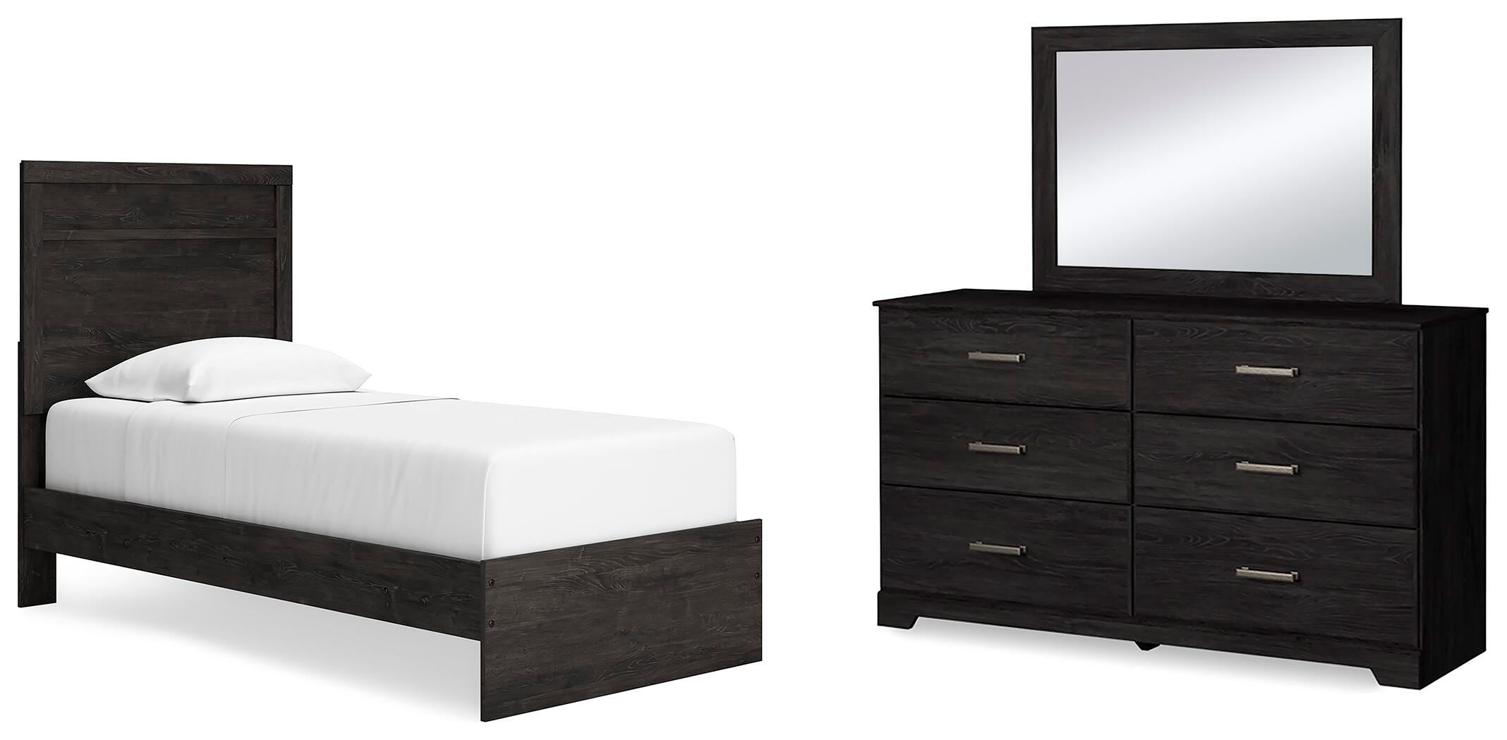 Belachime Panel Bed with Mirrored Dresser
