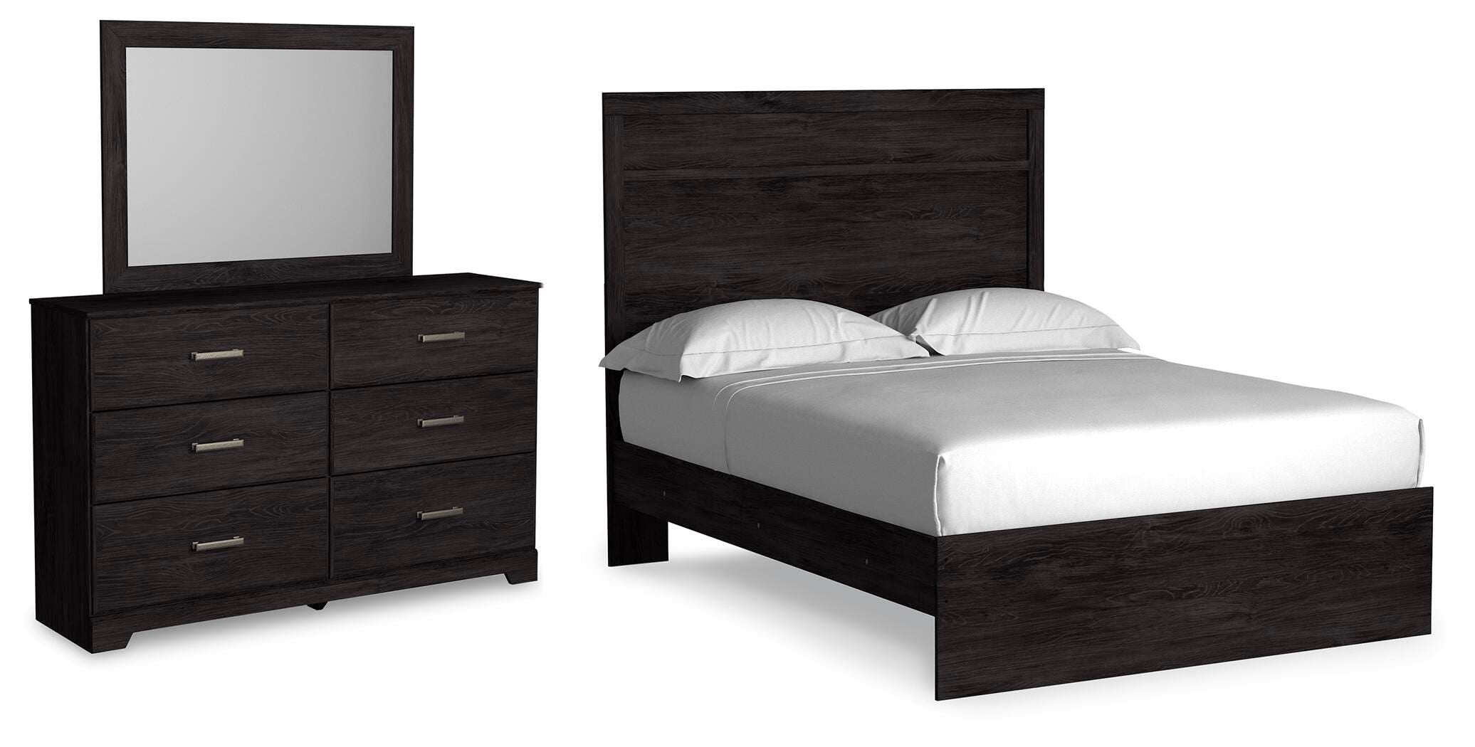 Belachime Panel Bed with Mirrored Dresser