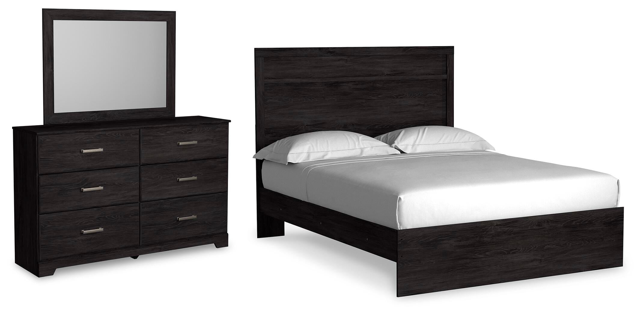 Belachime Panel Bed with Mirrored Dresser