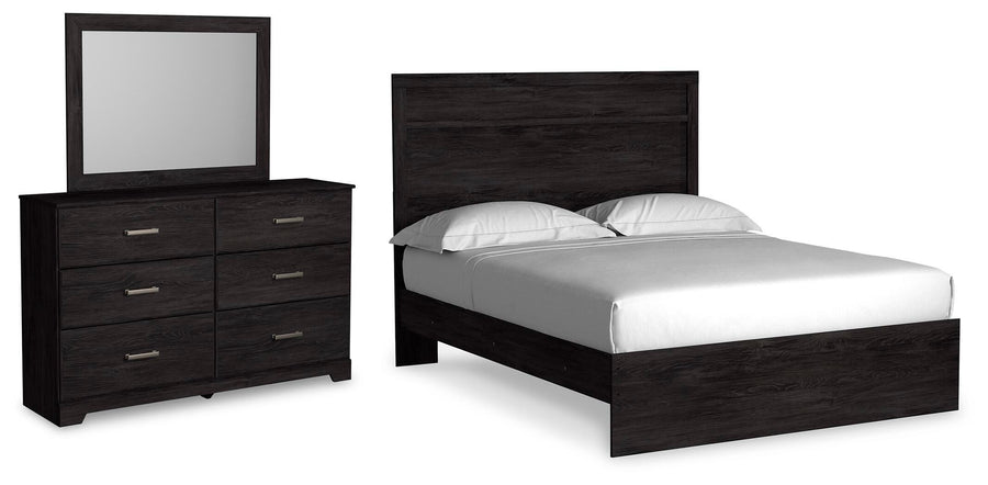 Rosendale Panel Bed with Mirrored Dresser