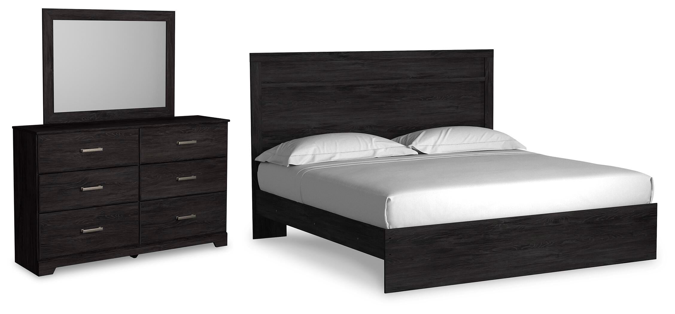 Belachime Panel Bed with Mirrored Dresser