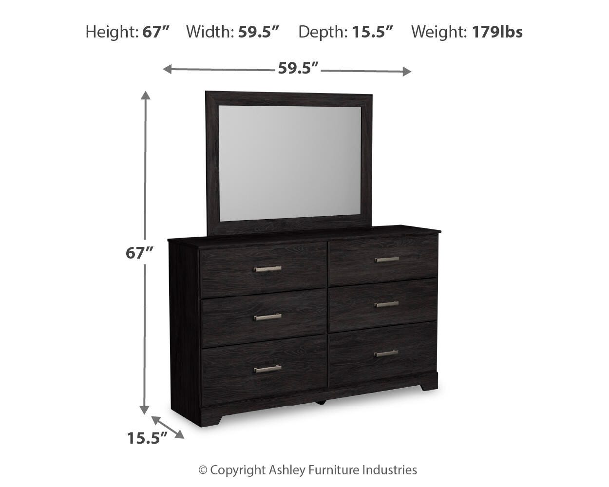 Belachime Panel Bed with Mirrored Dresser