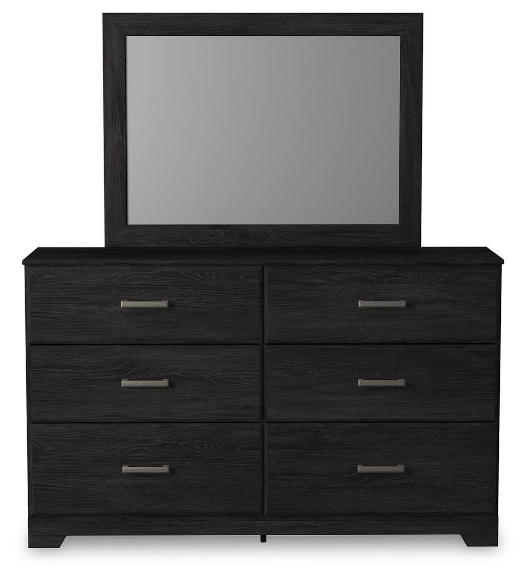 Belachime Panel Bed with Mirrored Dresser, Chest and 2 Nightstands