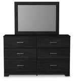 Belachime Panel Bed with Mirrored Dresser, Chest and 2 Nightstands