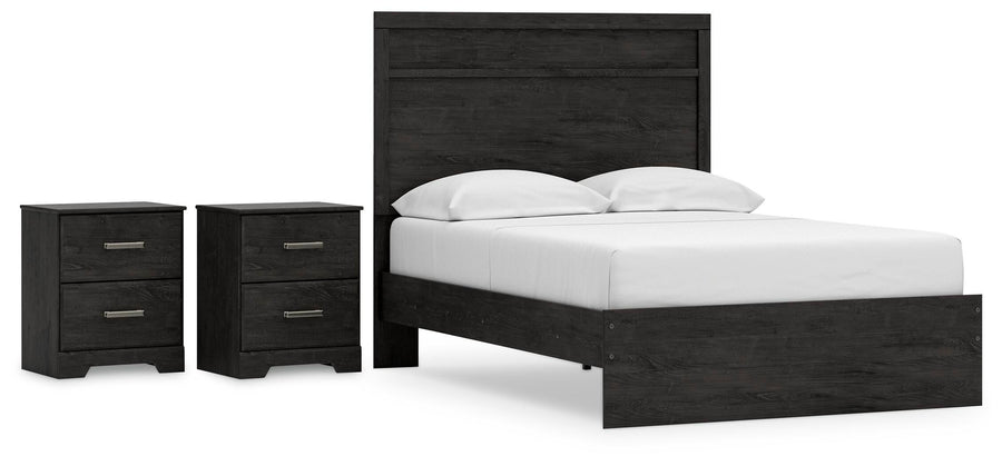 Belachime Panel Bed with 2 Nightstands