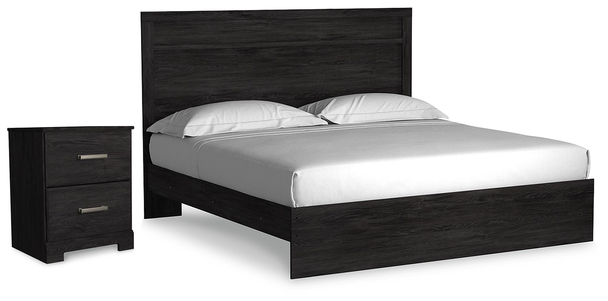 Belachime Panel Bed with Nightstand