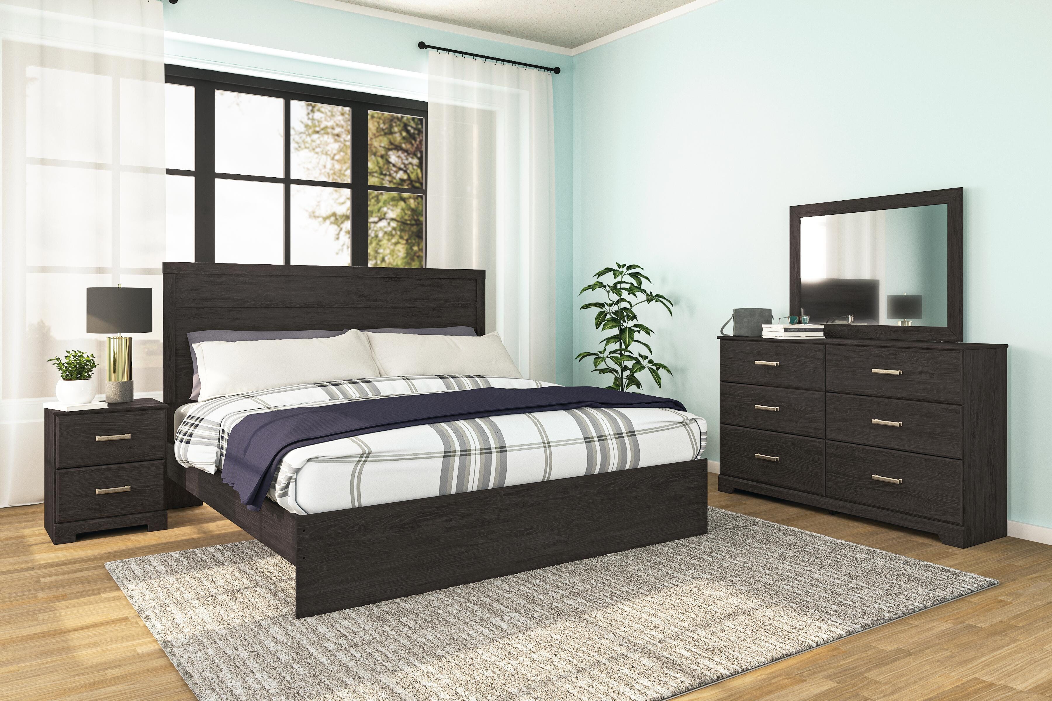 Belachime Panel Bed with Nightstand