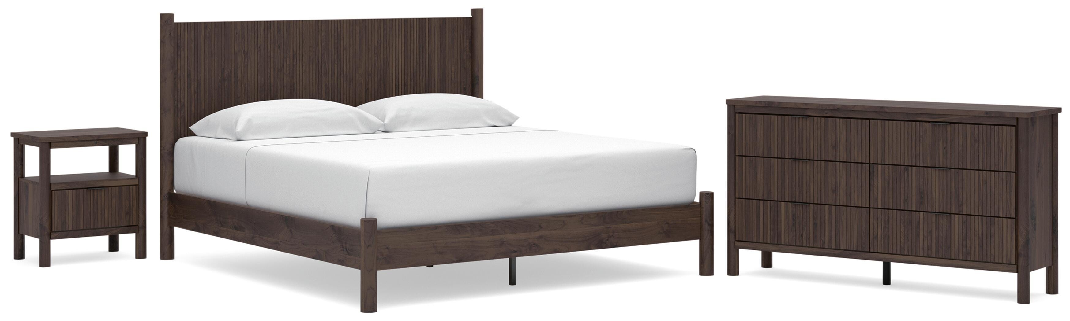 Pamytta Panel Platform Bed, Dresser and Nightstand