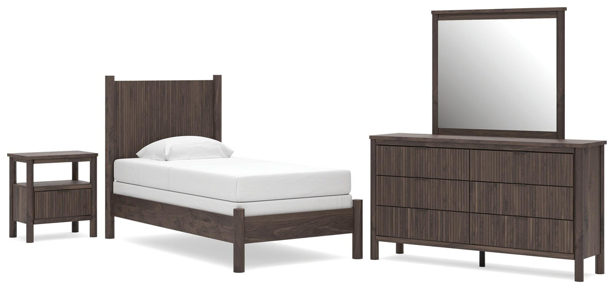 Pamytta Panel Bed, Dresser, Mirror and Nightstand