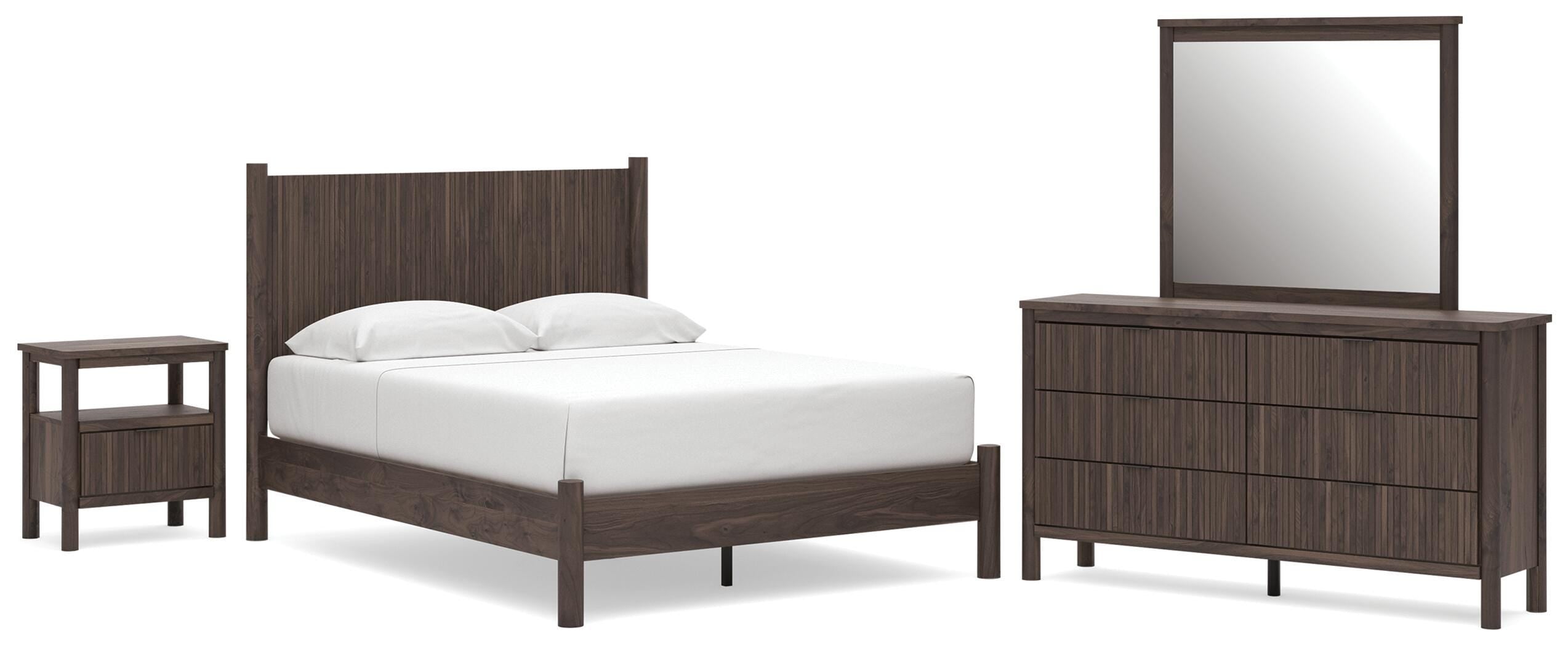 Pamytta Panel Platform Bed, Dresser, Mirror and Nightstand
