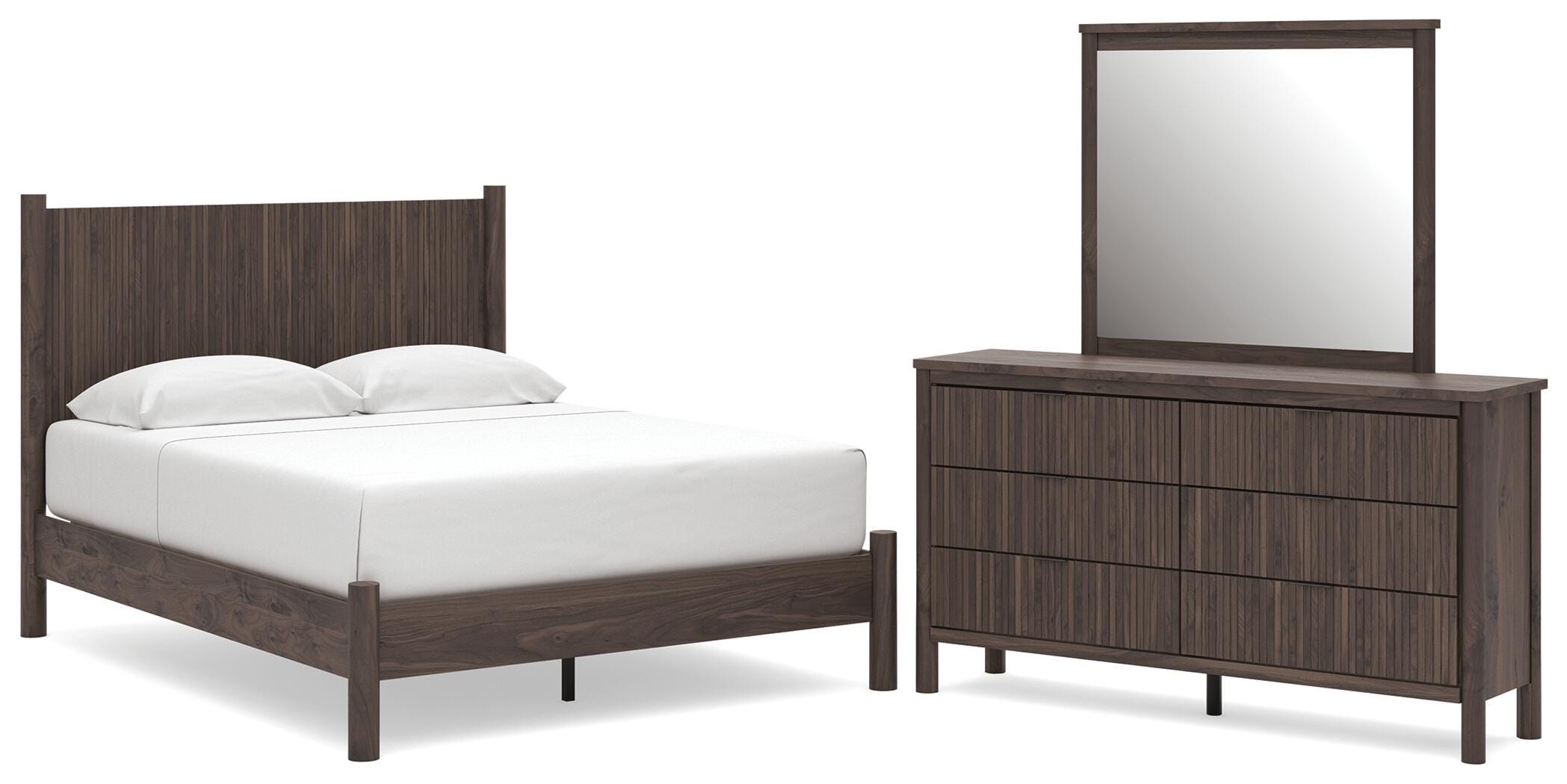Pamytta Panel Platform Bed, Dresser and Mirror