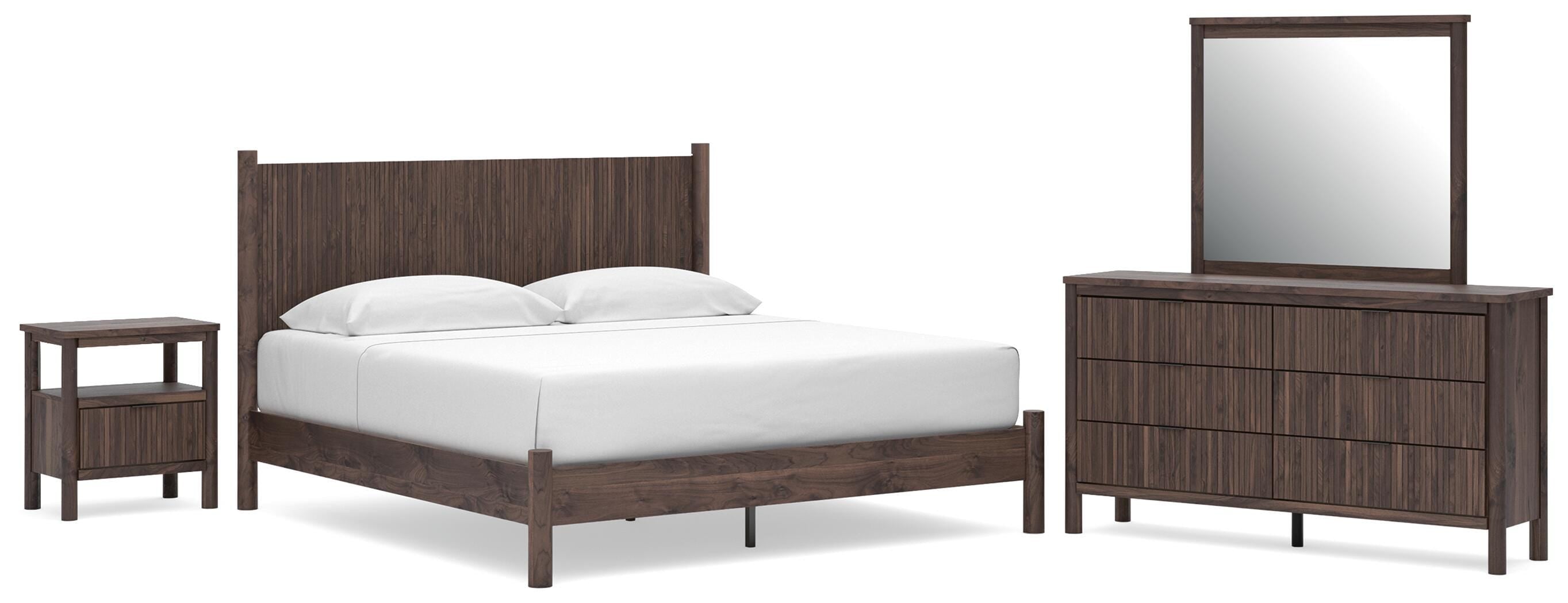 Pamytta Panel Platform Bed, Dresser, Mirror and Nightstand