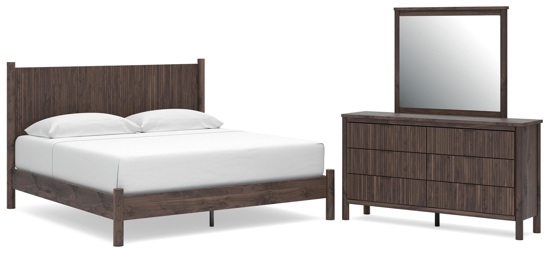 Pamytta Panel Platform Bed, Dresser and Mirror