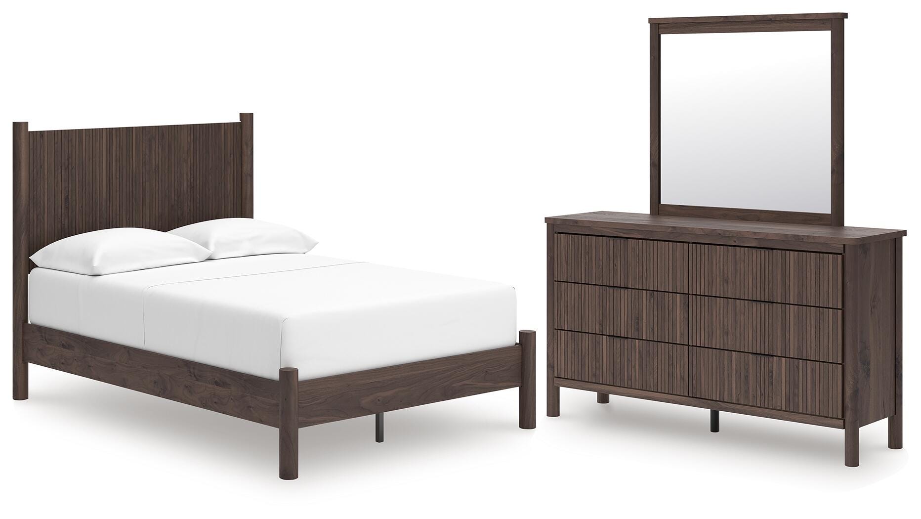 Pamytta Panel Platform Bed, Dresser and Mirror