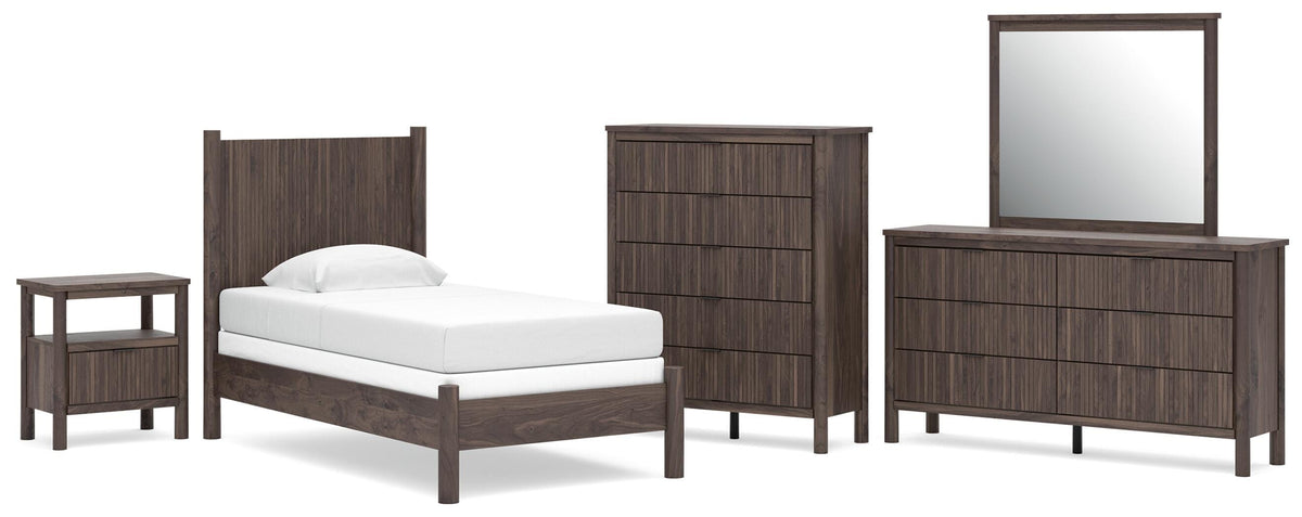 Pamytta Panel Bed, Dresser, Mirror, Chest and Nightstand