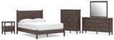Pamytta Panel Platform Bed, Dresser, Mirror, Chest and Nightstand