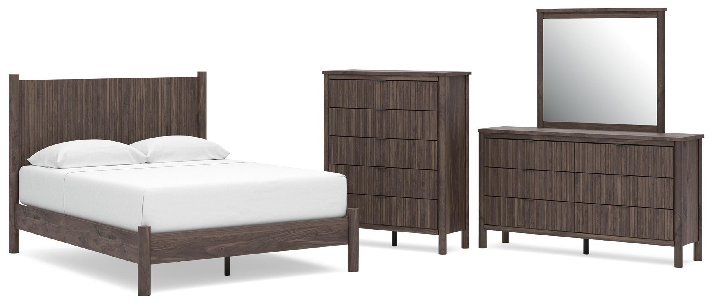 Pamytta Panel Platform Bed, Dresser, Mirror and Chest
