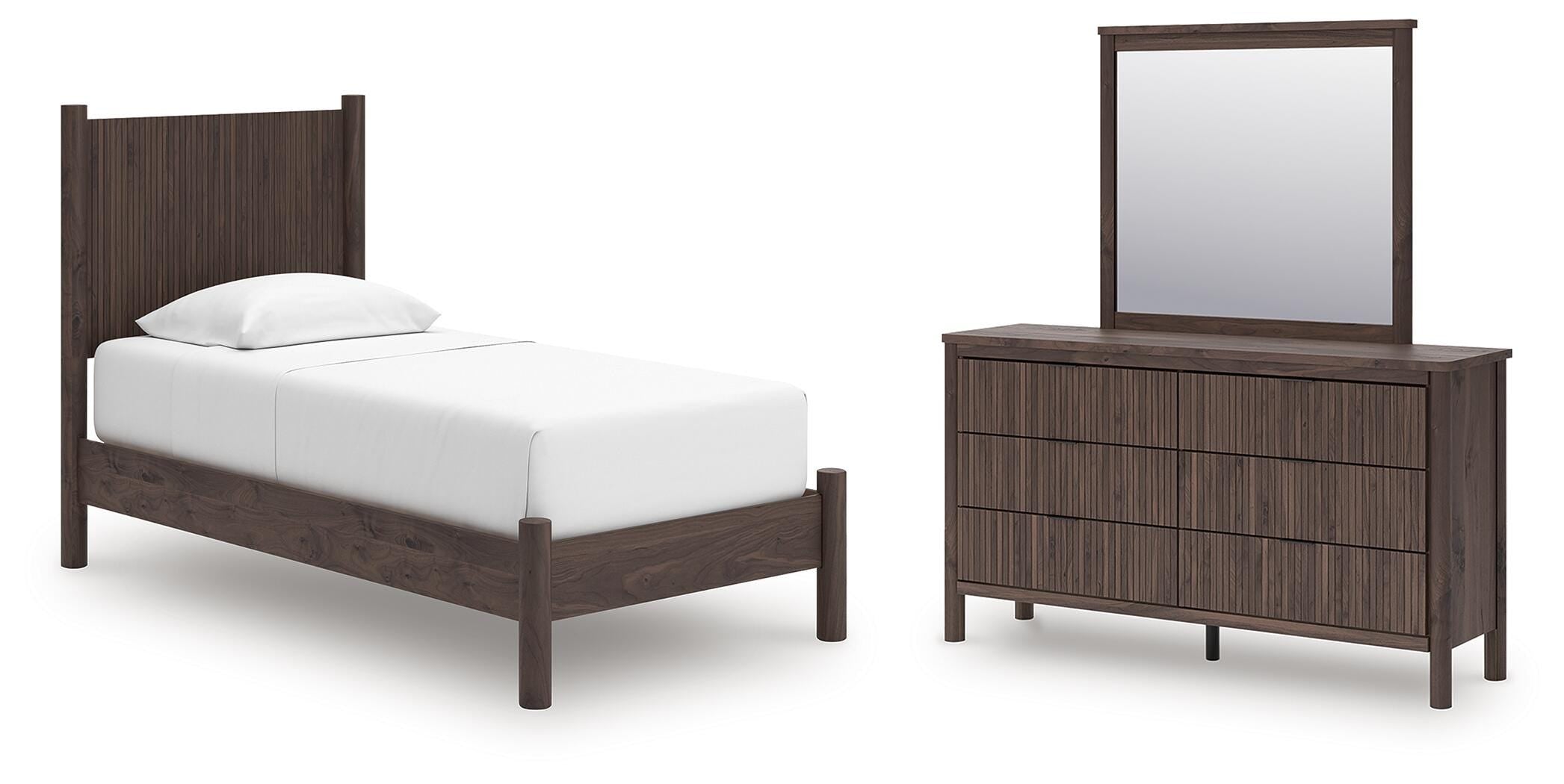 Pamytta Panel Platform Bed, Dresser and Mirror
