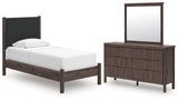 Pamytta Upholstered Platform Bed, Dresser and Mirror