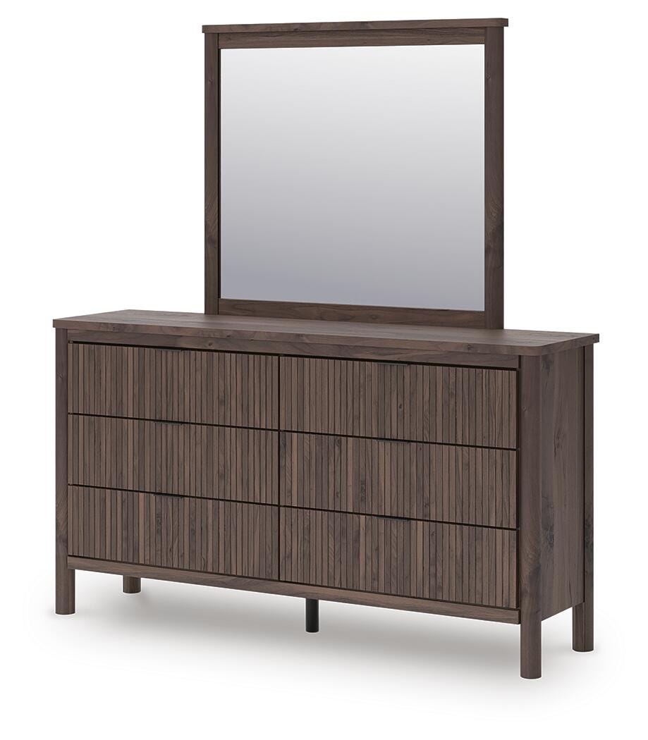Pamytta Upholstered Panel Bed, Dresser, Mirror, Chest and Nightstand