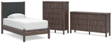 Pamytta Upholstered Panel Platform Bed, Dresser and Chest