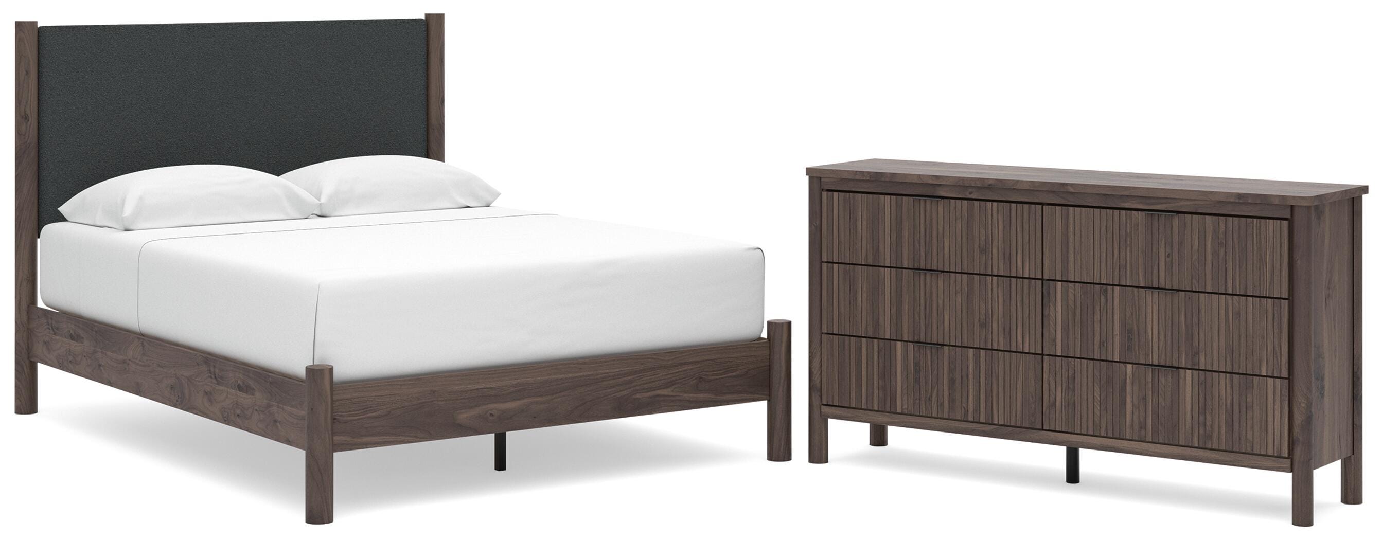 Pamytta Upholstered Panel Platform Bed and Dresser